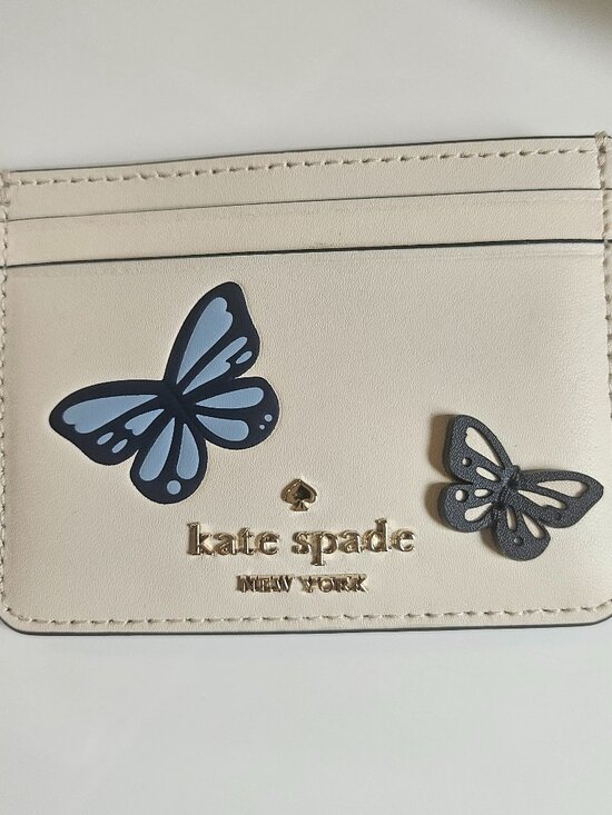 kate spade Accessories - Kate Spade Small Slim 3D Butterfly Flutter Fly Leather Card Holder Wallet
